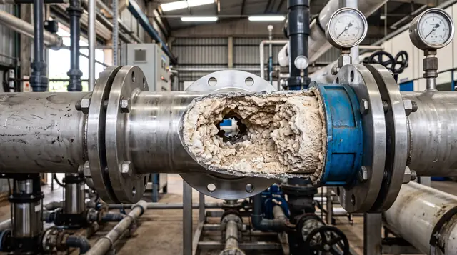 Tubulação industrial com incrustação interna